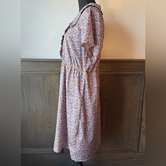 Handmade Vintage Floral Cottagecore Dress – Ruffled Collar Prairie Midi - Picture 3 of 8